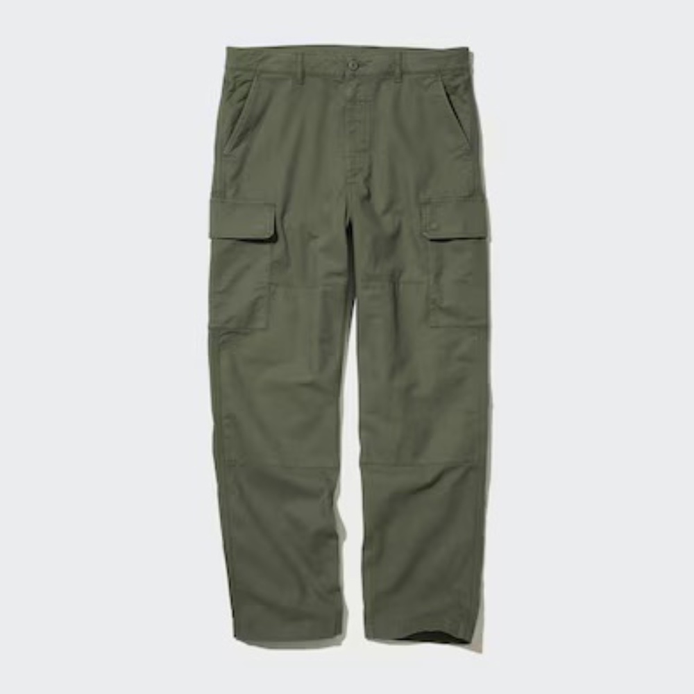 Uniqlo Cargo Pants Stretch Cotton Olive Green Large 35x28